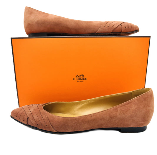 Hermes suede old pink pumps-uk4.5