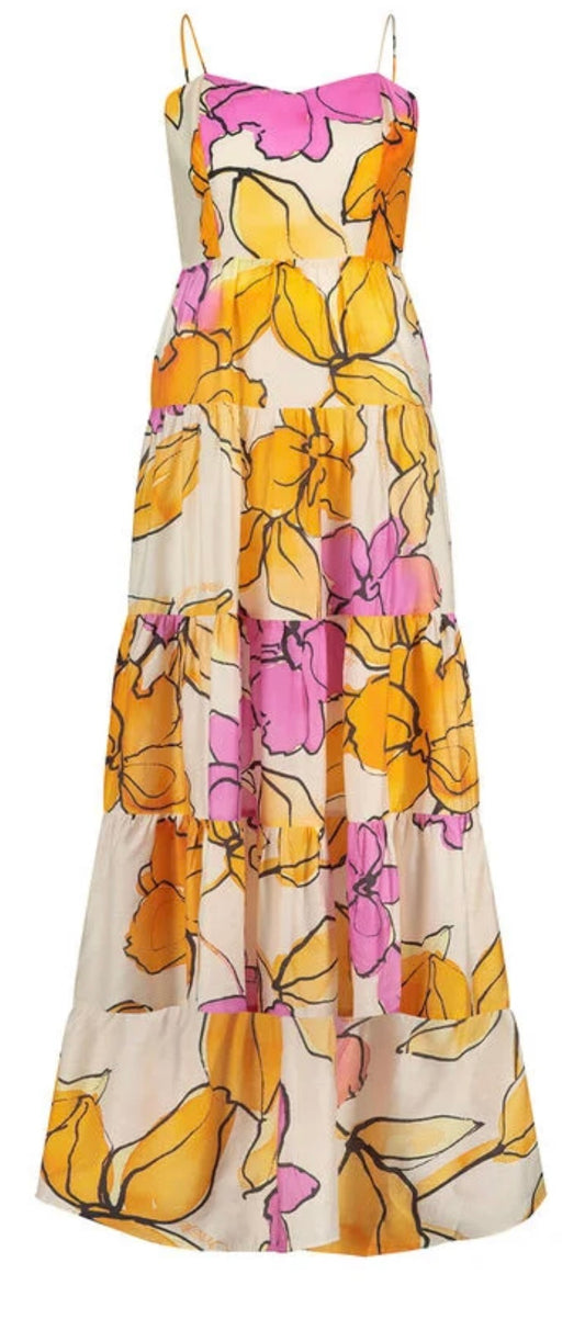 FABIENNE CHAPOT FLORAL TIERED DRESS- UK10
